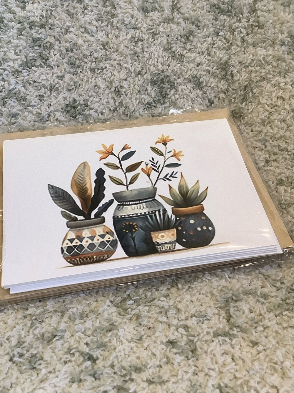 Tropical Botanical Potted Plants Note Cards Set of 6 same design, NWT HC 6x4.5” - Picture 11 of 12